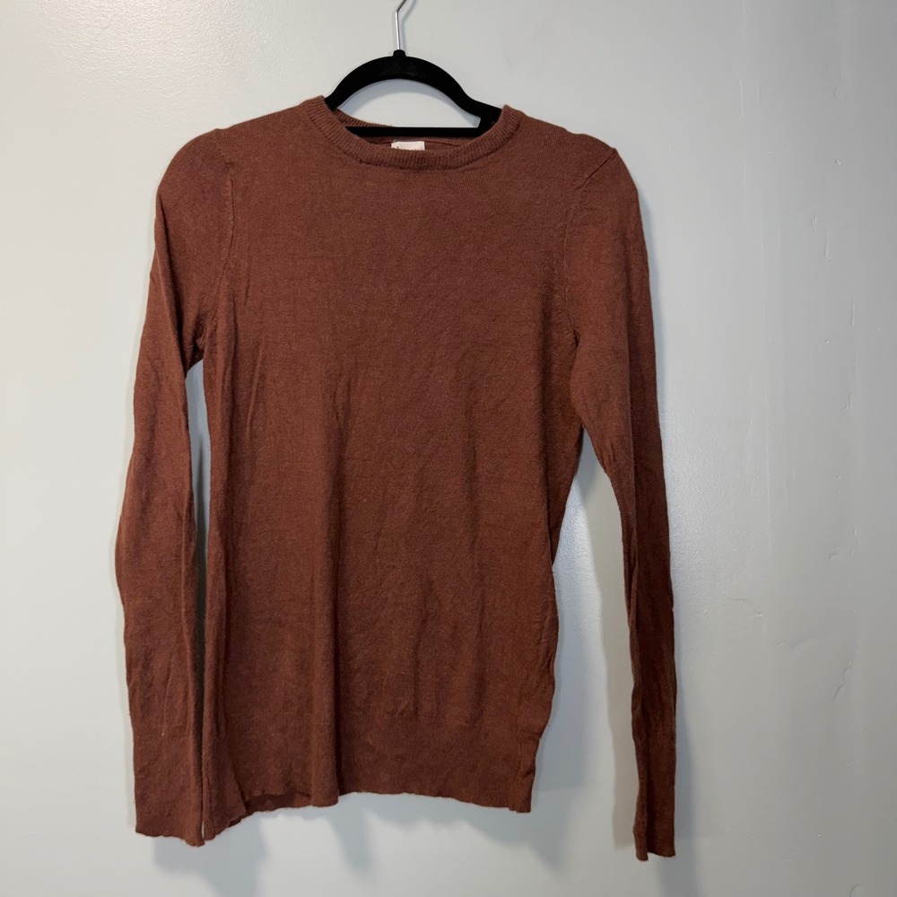 A New Day Brown Crew Neck Long Sleeve Knit Sweater S RN17730